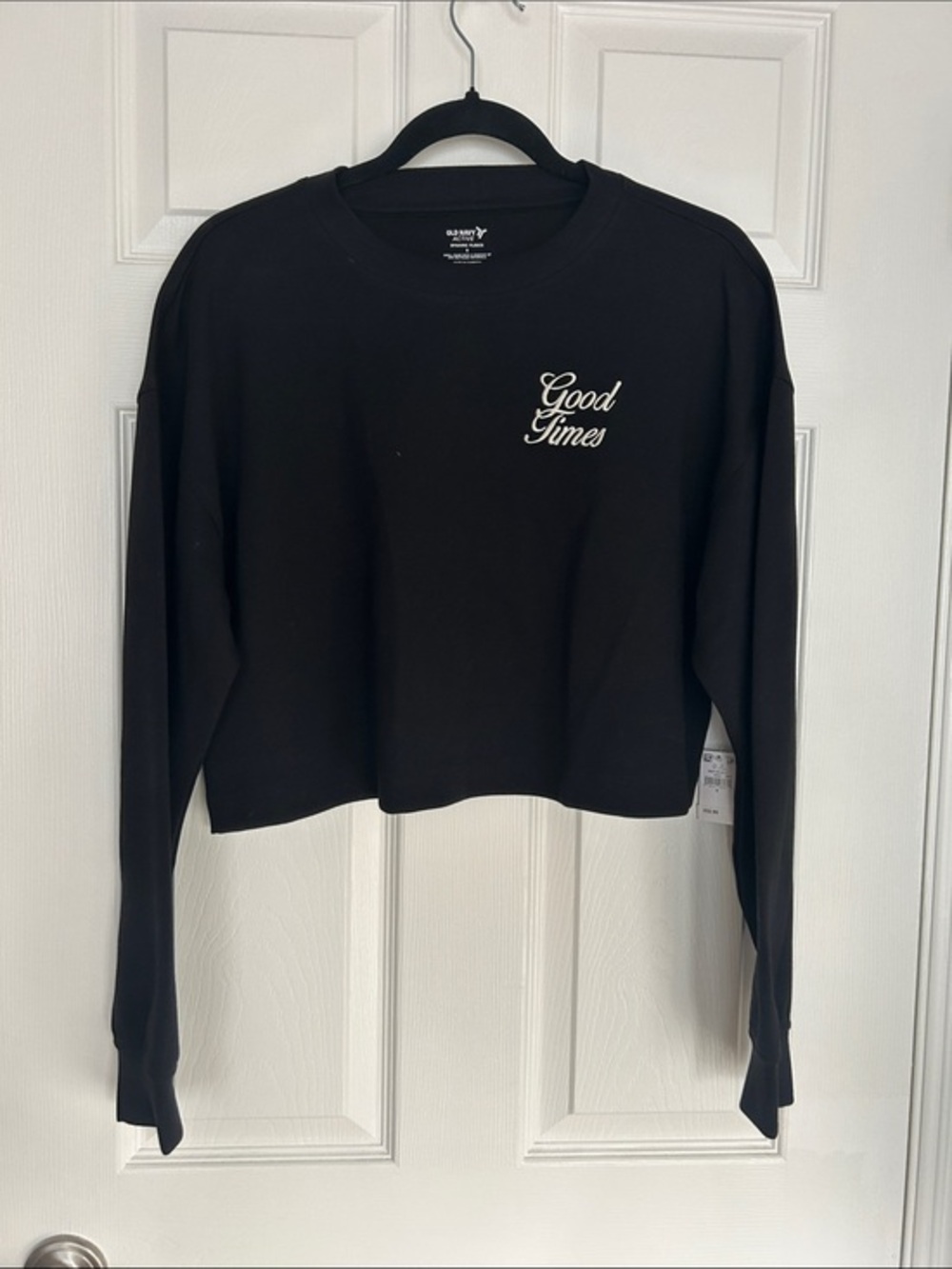 Old Navy Black Cropped 'Good Times' Sweatshirt - Women's